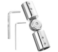 Raccord de Rideau Coudé en Acier Inoxydable Argenté, Angle Ajustable | Tringle à Rideaux, Connecteur à Charnière pour Quincaillerie Existante, Fixation Flexible et Réglage D'angle