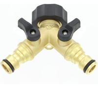 Raccord de robinet de jardin à double nez avec vannes - Double extrémité mâle