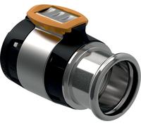 Raccord de transition Geberit GE FlowFit, Mapress acier inoxydable, avec manchon à sertir, d63 x 54 mm, 1 pièce.