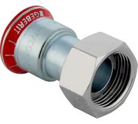 Raccord de transition Geberit Mapress en acier au carbone avec écrou-raccord MS, d22 mm x G3/4, nickelé, paquet de 10 pièces.