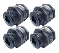 Raccord de traversée PVC étanche NPT 1/2 femelle, avec bouchon et joint silicone, pour cuve récupérateur d'eau, lot de 4
