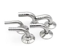 Raccord de tuyau cannelé, coude à 90 degrés, virole sanitaire, 50,5 mm, convient pour diamètre extérieur de 10 à 51 mm, SS304, 1 pièce, connecteur à trois colliers