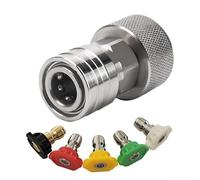 Raccord de tuyau en acier inoxydable 1,9 cm à raccord rapide (A) | Idéal pour le lavage de voiture, le nettoyage de terrasse, l'entretien des murs, transforme le tuyau standard en nettoyant