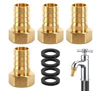 Raccord de tuyau en laiton de 3/4" - 19 mm - Avec filetage intérieur 3/4" - Avec six pans et joint - Raccord de tuyau en laiton pour eau, huile, gaz