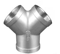 Raccord de tuyau trois voies en forme de Y fabriqué à partir d'acier inoxydable 304 avec configuration à double filetage pour applications de gaz (moins de 3,8 cm)