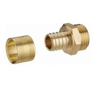 Raccord droit à glissement pour tube PER NOYON & THIEBAULT - Ø 12 mm à visser mâle M1/2' (15x21) Bague en laiton - 3186-1512L1 G
