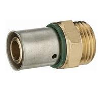 Raccord droit à sertir profil TH pour tube PER NOYON & THIEBAULT - Ø 16 mm à visser mâle M1/2' (15x21) Bague à sertir en inox - 3786-1516L1 G