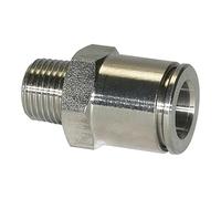 Raccord droit à six pans extérieurs R 1/2 A pour tuyau extérieur Ø 12 mm, pression de travail max. 15 bar, acier inoxydable 1.4404