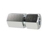Raccord droit à visser G 3/8 i, diamètre extérieur du tube 10, PN max. 315 bar, SW1 19, SW2 24, acier galvanisé.