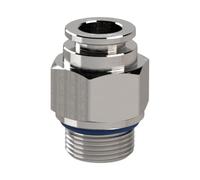 Raccord droit hexagonal, G 1/2 A, pour tuyau extérieur Ø 16 mm, pression de travail max. 20 bar, acier inoxydable 1.4404.