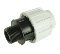 Raccord droit Mâle Plastique pour tube PE D25 - M20/27 - Serrage extérieur