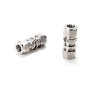 Raccord droit traversée de cloison en acier inoxydable SS304, compression | Double bague de compression pour étanchéité. Compatible tuyaux Ø ext. 3-16mm et 1/8", 1/4", 3/8", 1/2".(12mm OD Tube)