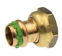 Raccord écrou sudopress en cuivre tournant à sertir taraudé 12XG1/2 - AALBERTS IPS - 6671269 Doré/ton laiton avec bague plastique verte