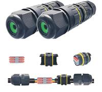 Raccord Electrique Etanche, CESFONJER 2 Pcs IP68 Connecteur Etanche, Boite de derivation etanche exterieur 3 Voies, pour Câble Ø 6 à 11mm Noir