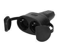 Raccord en caoutchouc Schuko avec couvercle IP44 - Multiprise 2 prises - Contact de protection