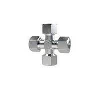 Raccord en croix - Diamètre extérieur du tube : 10 mm - PN 315, SW1 19, SW2 14 - Acier galvanisé