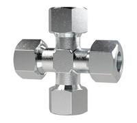 Raccord en croix - Diamètre extérieur du tube : 16 mm - PN 400 SW1 30 - SW2 24 - Acier galvanisé