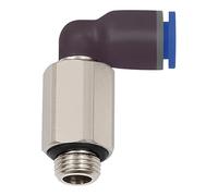 Raccord en forme de L bleu « Série « Longue » rotatif M5 A pour tuyau extérieur Ø 4 mm, diamètre de travail max. 15 bar, plastique/MS vern., Raccord Air Comprimé