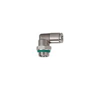 Raccord en L rotatif G 1/4 A pour tuyau extérieur Ø 8 mm, pression de travail max. 15 bar, acier inoxydable 1.4404