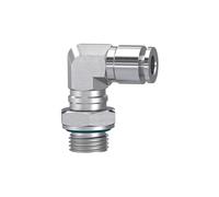 Raccord en L rotatif G 3/8 A pour tuyau extérieur Ø 12 mm Pression de travail max. 20 bar Acier inoxydable 1.4404