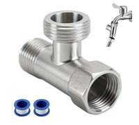 Raccord en T 1/2" en laiton chromé avec écrou mobile et joint, raccord de plomberie 3 voies pour système d'eau potable, installation facile sans outil, adapté à salle de bain, chauffage, cuisine