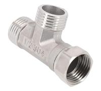 Raccord En T à 3 Voies Adaptateur en T for vanne à 3 voies/pour inverseur de baignoire, toilettes/bidet, pulvérisateur, pommeau douche, acier inoxydable, té d'activité interne et externe