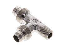 Raccord en T à angle droit 10x8 & R1/8'' en acier inoxydable 1.4305 avec filetage mâle