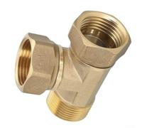 Raccord en T à trois voies en alliage de cuivre pour réseaux de tuyaux de réfrigération HVAC avec filetage intérieur et extérieur compact 58 mm x 43 mm pour résidentiel et