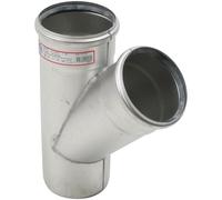 Raccord en T Blücher à 45°, EuroPipe, acier inoxydable 1.4301, conduite horizontale, 110 x 110 mm, 1 pièce