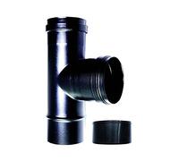 Raccord en T chaudière 90 ° fm-f DN 100 mmsmaltato 600 degrés poêle à granules tube noir de bois CE Made in Italy
