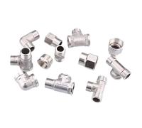 Raccord En T En Acier Inoxydable Raccords de plomberie coupleur BSP 1/2 "3/4", filetage mâle femelle, Type té, adaptateur Joint coudé bout à en acier inoxydable pour Robinet d'Eau Potable(Color-13)