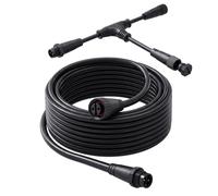 Raccord en T extérieur + rallonge de 5 m | Compatible avec l'éclairage extérieur Philips Hue basse tension, étanche IP67, noir, 24 V CC