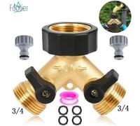 Raccord En Y Pour Tuyau D'Arrosage - 2 Voies - 3/4 - Pour Machine à Laver - Avec Vannes Marche - Adaptateur De Robinet Pour Jardin