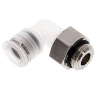 Raccord enfichable coudé 90deg 10mm x G3/8'' avec filetage mâle PA/Acier inoxydable EPDM rotatif