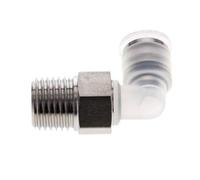 Raccord enfichable coudé 90deg 6mm x R1/4'' avec filetage mâle PA/Acier inoxydable EPDM/PTFE Rotatif