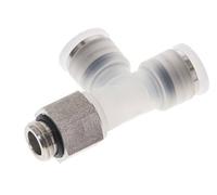 Raccord enfichable en T à angle droit 10mm x G1/4'' avec filetage mâle PA/Acier inoxydable EPDM FDA Rotatif