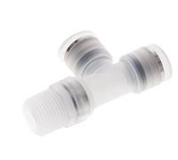 Raccord enfichable en T à angle droit 10mm x R3/8'' avec filetage mâle Laiton/PA 66 NBR orientable