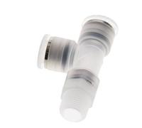 Raccord enfichable en T à angle droit 12mm x R3/8'' avec filetage mâle Laiton/PA 66 NBR orientable