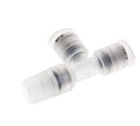 Raccord enfichable en T à angle droit 4mm x R1/8'' avec filetage mâle Laiton/PA 66 NBR orientable