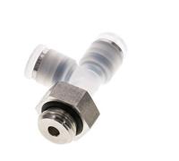 Raccord enfichable en T à angle droit 6mm x G1/4'' avec filetage mâle PA/Acier inoxydable EPDM FDA Rotatif