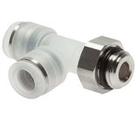 Raccord enfichable en T à angle droit 8mm x G1/4'' avec filetage mâle PA/Acier inoxydable EPDM FDA Rotatif