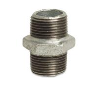 Raccord fileté en fonte malléable, double mamelon 1/2 pouce, galvanisé