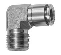 Raccord L R 1/2 A, pour tuyau extérieur Ø 10 mm, pression de travail max. 20 bar, acier inoxydable 1.4404.