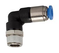 Raccord L « Serie bleue » - Système de verrouillage automatique R 3/8 A - Pour tuyau extérieur de 8 mm de diamètre - 10 bar - Plastique/MS vern.
