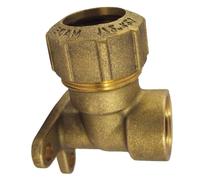 Raccord PE Laiton 90 Degrés avec Fixation Murale 25mm x 3/4 Pouce