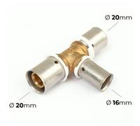 Raccord PER à sertir - Té réduit - Diamètre tubes 20-16-20 mm BOUTTÉ
