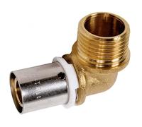 Raccord PER coudé 90° à sertir M 3/8" Ø 12 mm PB tub
