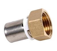 Raccord PER droit à sertir avec écrou à portée plate F 3/8" Ø 16 mm PB tub