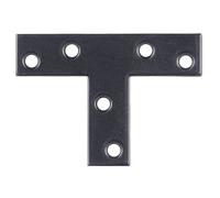 Raccord plat Alberts 50 x en forme de T 70 x 50 x 16 mm - noir, revêtu de plastique