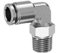 Raccord pneumatique r 3/8" - 8 mm IQS en acier inoxydable V2A coudé 90° - Raccord enfichable en acier 304 (3/8" - 8 mm)